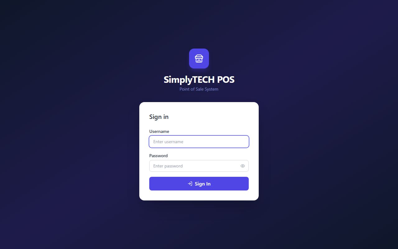 Login screen