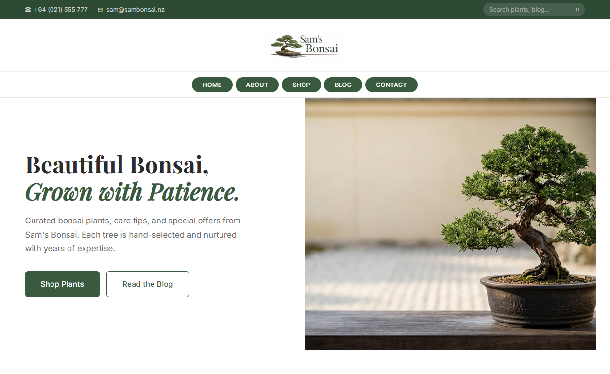 www.SamBonsai.nz - CMS & Catalog 2